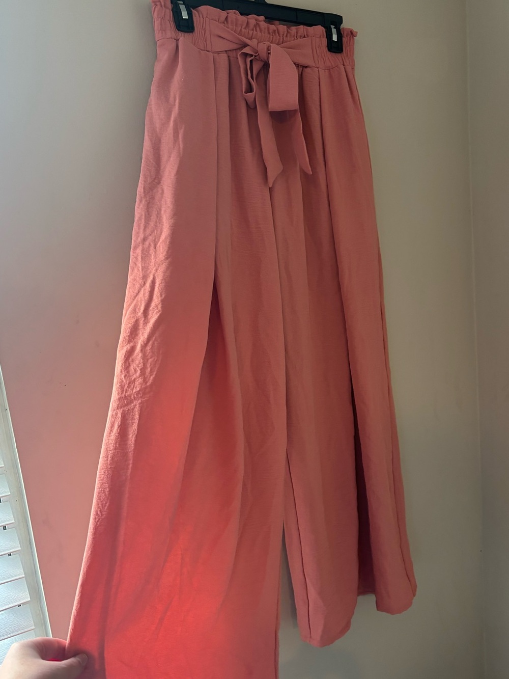 Pink Cloth Pants with Tie Lepuno Pants Women’s Size Medium Formal Pants Flowy
